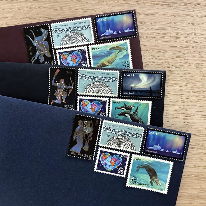 "$1.37 . Sea & Sky postage stamps . Set of 5" - Postage Stamps in multicolorassorted-colors by Kristen Melchor