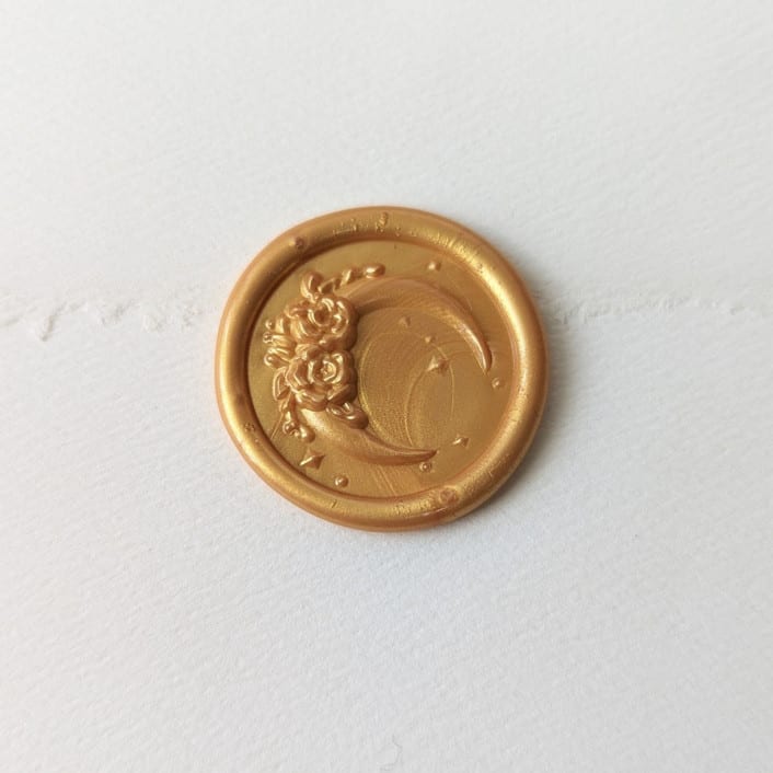"Floral Moon- Customizable Color- Set of 25 Wax Hand-crafted Wax Seals" - Wax Seals in multicolor by Inkspiringletters