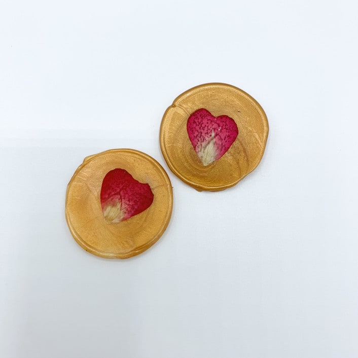 "Pressed Flower Gold Wax Seal Rose Petal Set Of 6" - Wax Seals in gold by Christine OMalley