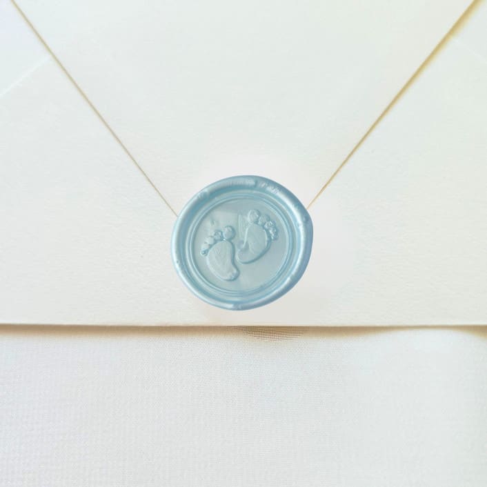 "Baby Feet - Pearl Blue- Set of 25Hand-crafted Wax Seals" - Wax Seals in blue by Inkspiringletters