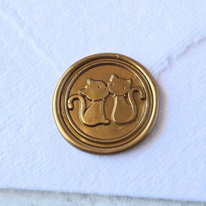 "Kissing Cats- Customizable Color- Set of 25 Hand-crafted Wax Seals" - Wax Seals in multicolor by Inkspiringletters