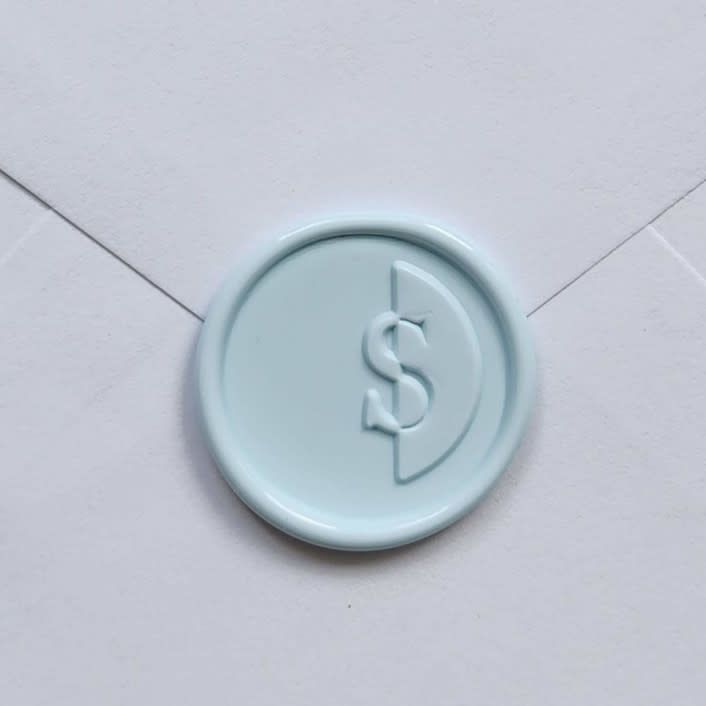 "Customizable Color "S" Monogrammed Self-adhesive Wax Seals, Set of 5" - Wax Seals in multicolorassorted-colors by MC silverlinings