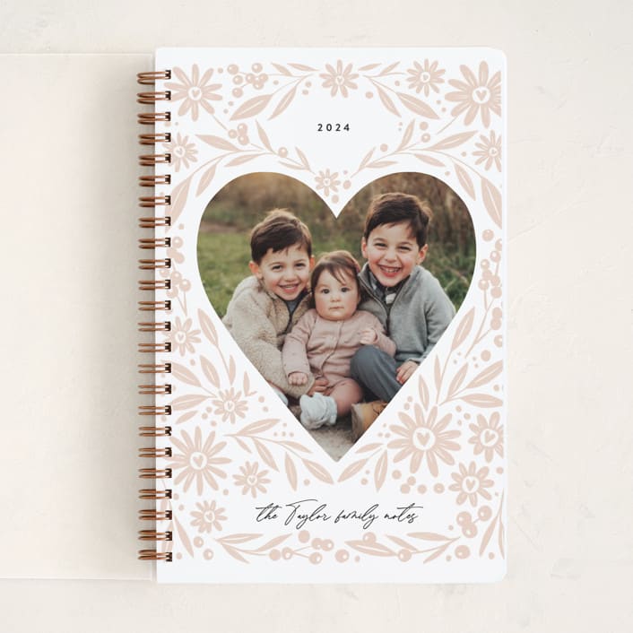 "Heart Florals" - Notebook in Latte by Alethea and Ruth - Front