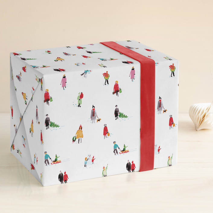 "Holiday Hustle" - Wrapping Paper in Snow Day by Patrice Horvath - Front