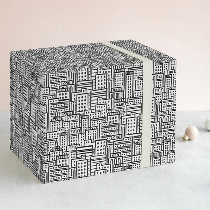"City" - Wrapping Paper in Noir by Snow and Ivy - Front