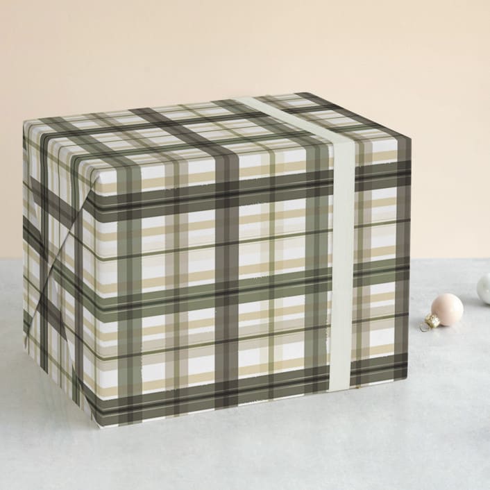 "Modern Farmhouse Plaid" - Wrapping Paper in Fir by Jackie Crawford - Front