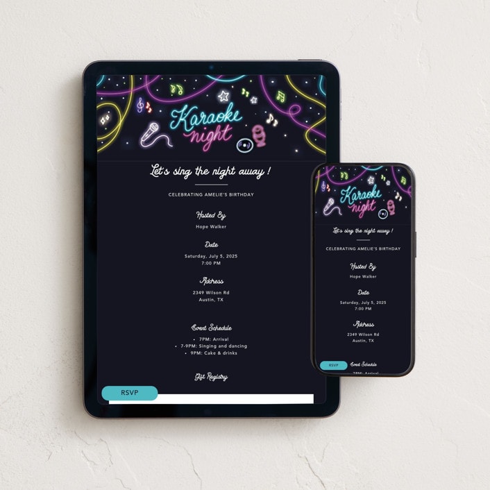 "Amplify" - Online Birthday Invitations in Night by Jelena Vuletic - Mobile + desktop layout