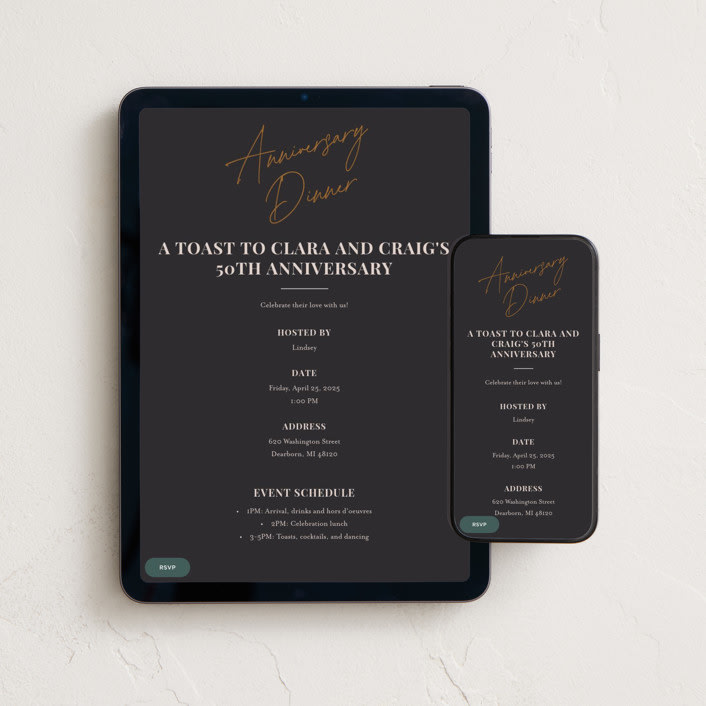 "Toast" - Online Anniversary Invitations in Sesame by Jennifer Lew - Mobile + desktop layout