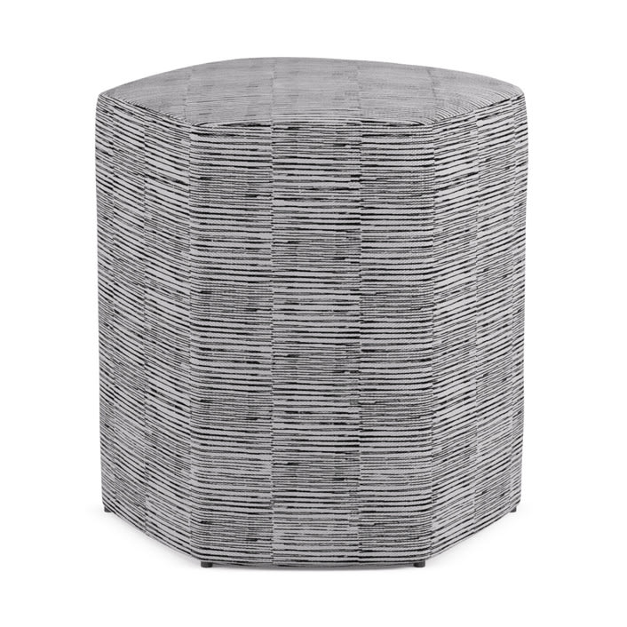 "Hand Drawn Stripes" - Occasional Ottoman in Newsprint by Alethea and Ruth