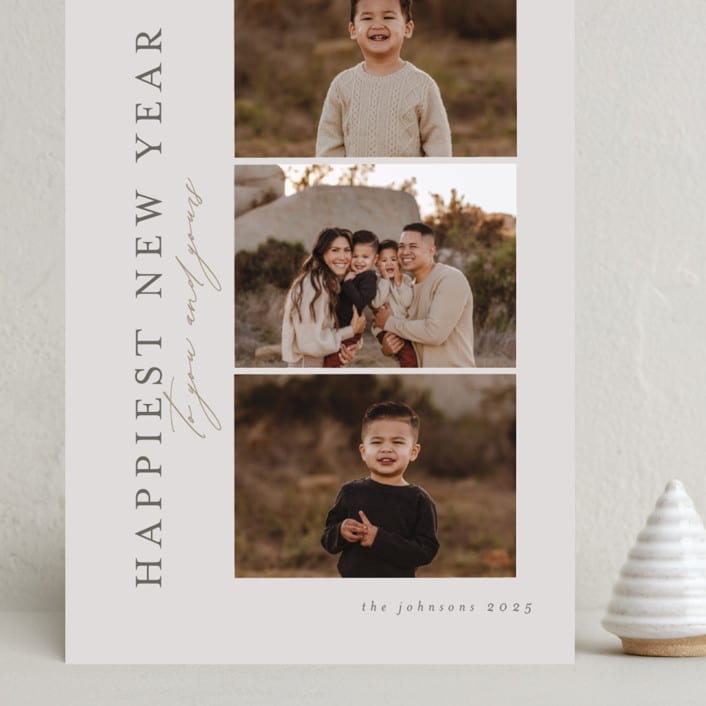 "Joyous Trio" - Holiday Cards in Cobblestone by Nicole Walsh - Front