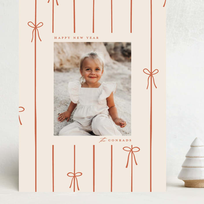 "lines of bows" - Holiday Cards in Cider by Ellen Schlegelmilch - Front