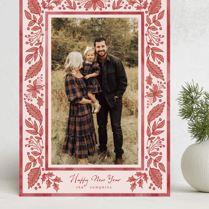 "Boho Holiday" - Holiday Cards in Berry by Chris Griffith - Front