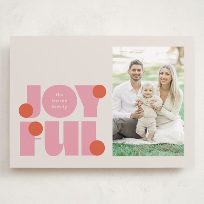 "pop joy" - Holiday Cards in Candied Grapefruit by Lori Wemple - Front