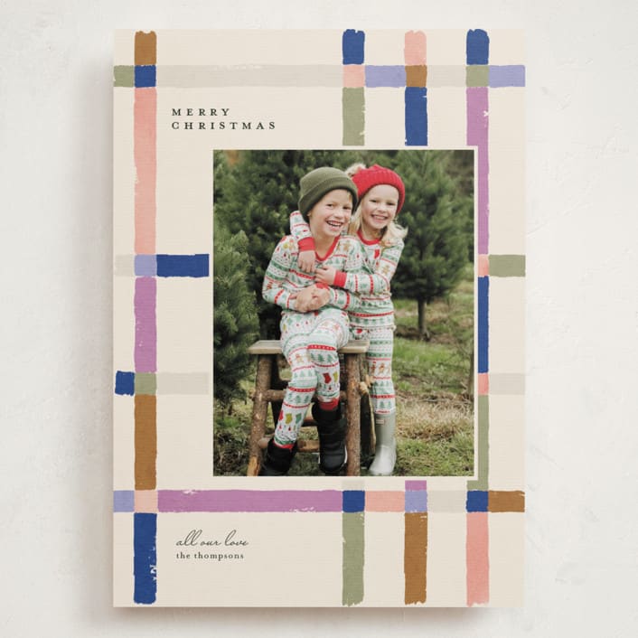 "Knitted Plaid" - Holiday Cards in Sugar Plum by Carrie ONeal - Front