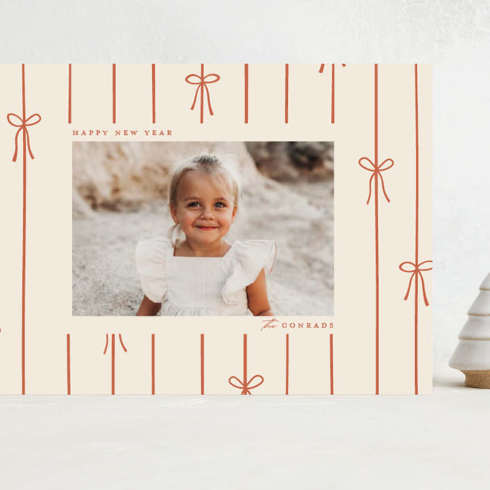 "lines of bows" - Holiday Cards in Cider by Ellen Schlegelmilch - Front