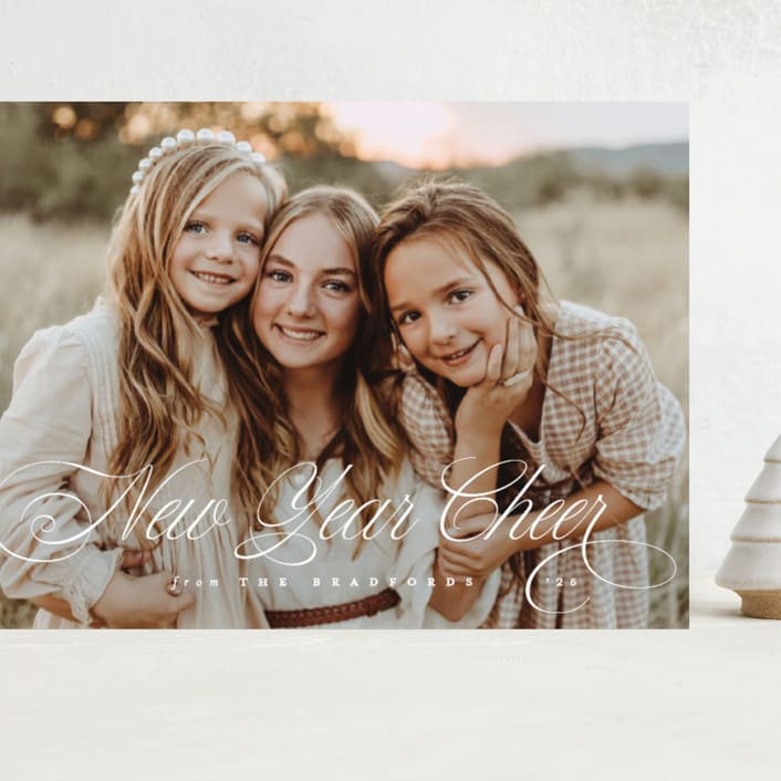 "Blessing Script" - Holiday Cards in Frost by Laura Hankins - Front