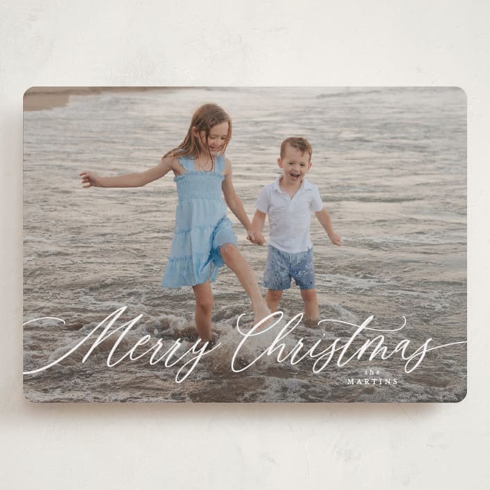 "Scripted Merry Christmas" - Holiday Cards in Snow by Kelly Schmidt - Front