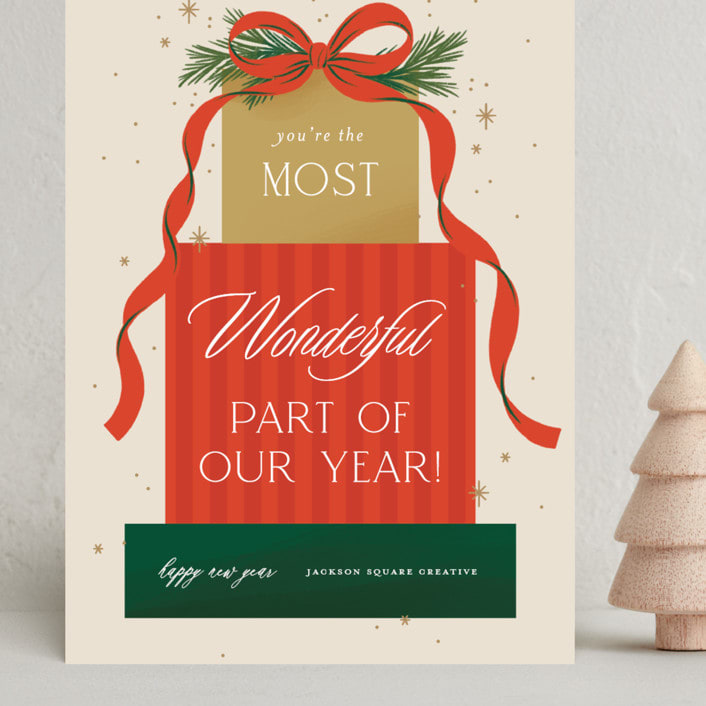 "Gift Stack" - Holiday Cards in Santa by Paper Raven Co. - Front