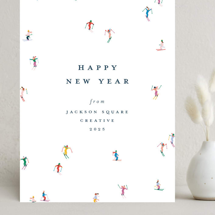 "festive skiers" - Holiday Cards in Multi by Ellen Schlegelmilch - Front