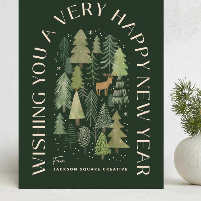"Winter Forest" - Holiday Cards in Juniper by Creo Study - Front