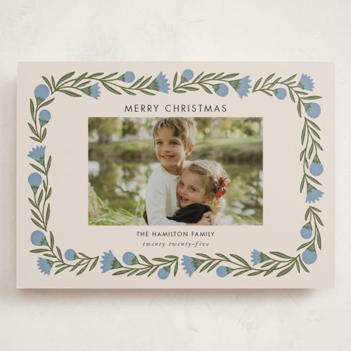 "wreath wrap" - Holiday Cards in Blue Spruce by Jen Owens - Front
