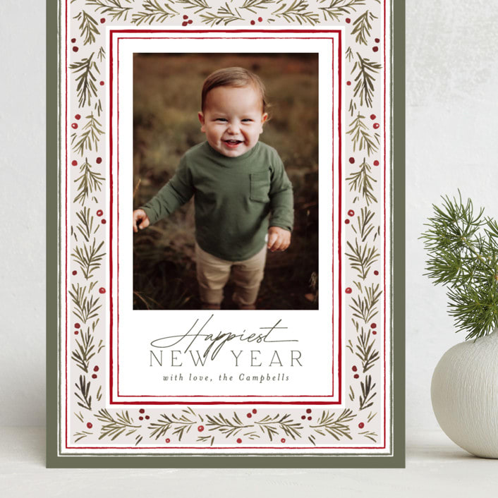 "Pine Frame" - Holiday Cards in Wreath by Everett Paper Goods - Front