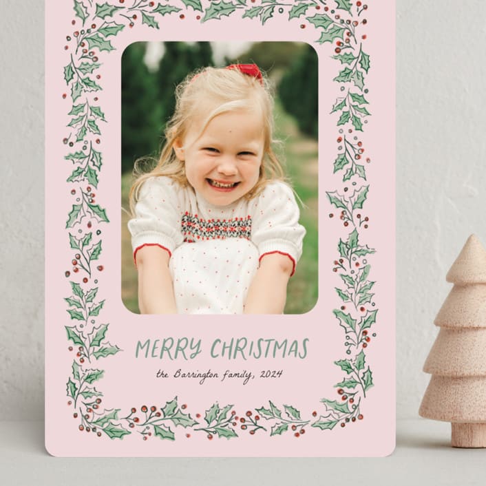 "Sketched Holly" - Holiday Cards in Candy by frau brandt - Front