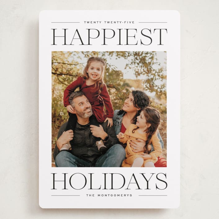 "Modern Editorial" - Holiday Cards in Licorice by Ekko Studio - Front