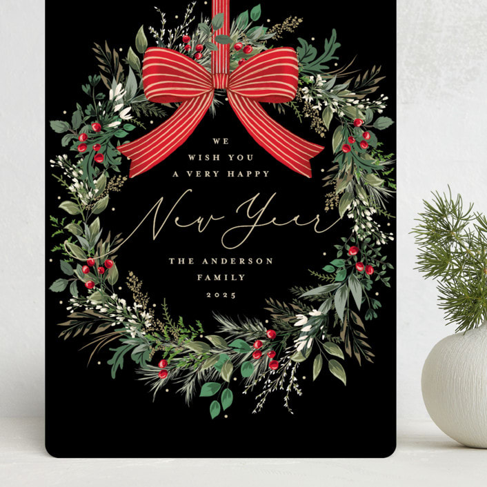 "Festive Holiday" - Holiday Cards in Holly Berry by Susan Moyal - Front