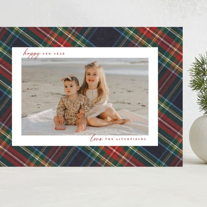 "Christmas tartan" - Holiday Cards in Flannel by Wildfield Paper Co - Front