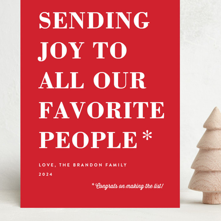 "You Made the List" - Holiday Cards in Candy Apple by Amy Payne - Front