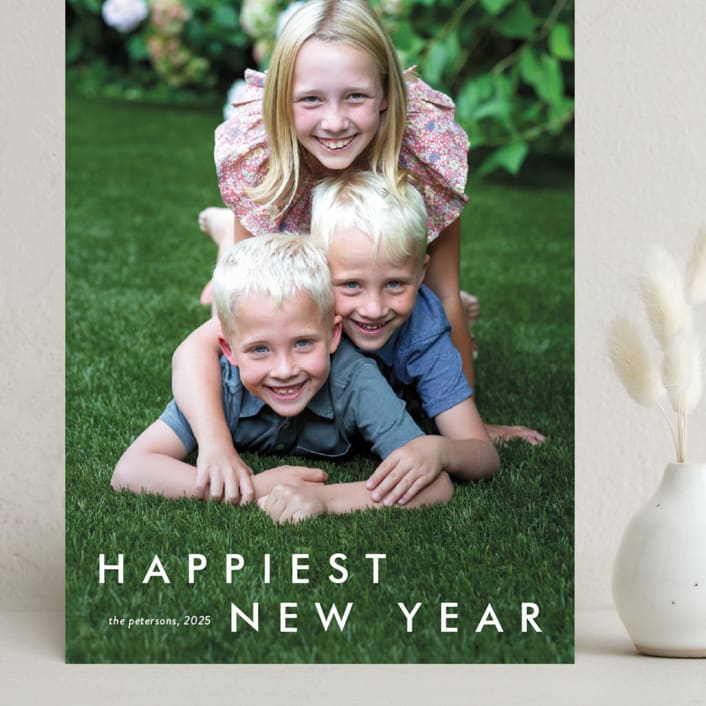 "Happy moments" - Holiday Cards in Cotton by Stacey Meacham - Front