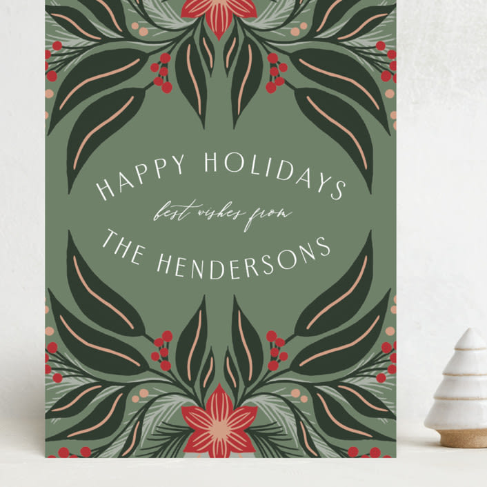 "Bold Foliage" - Holiday Cards in Pine by Katharine Watson - Front
