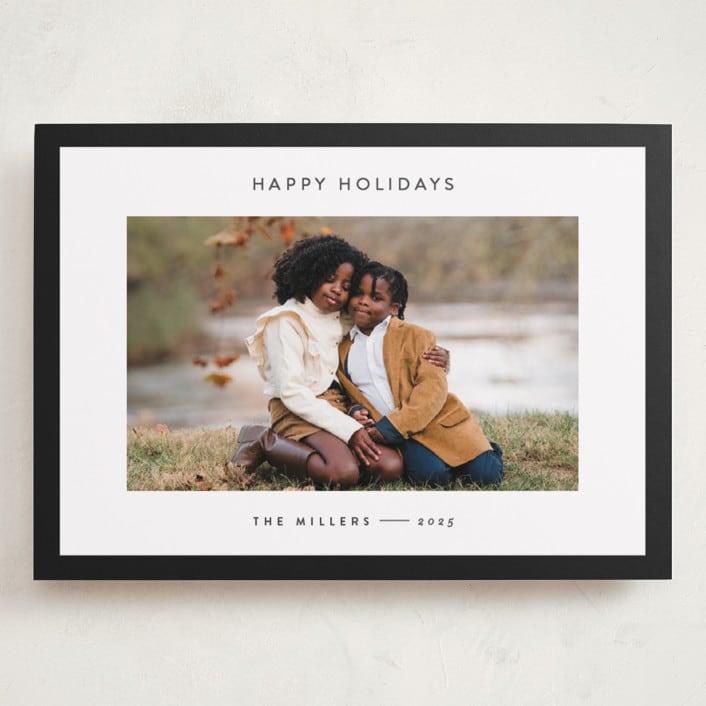"Border" - Holiday Cards in Charcoal by JoAnn Jinks - Front