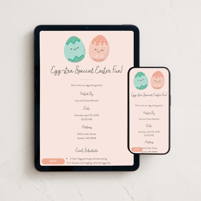 "Good Egg" - Online Holiday Party Invitations in Blush by Annie Holmquist - Mobile + desktop layout