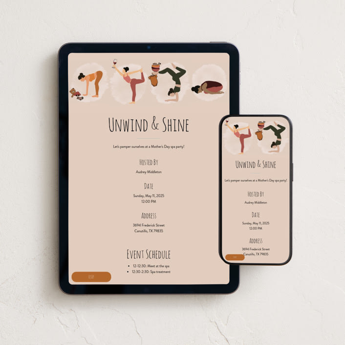 "mom yoga poses" - Online Holiday Party Invitations in Tan by CDesignbychen - Mobile + desktop layout