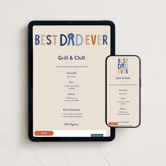 "Best Dad Ever Award" - Online Holiday Party Invitations in Latte by Alethea and Ruth - Mobile + desktop layout