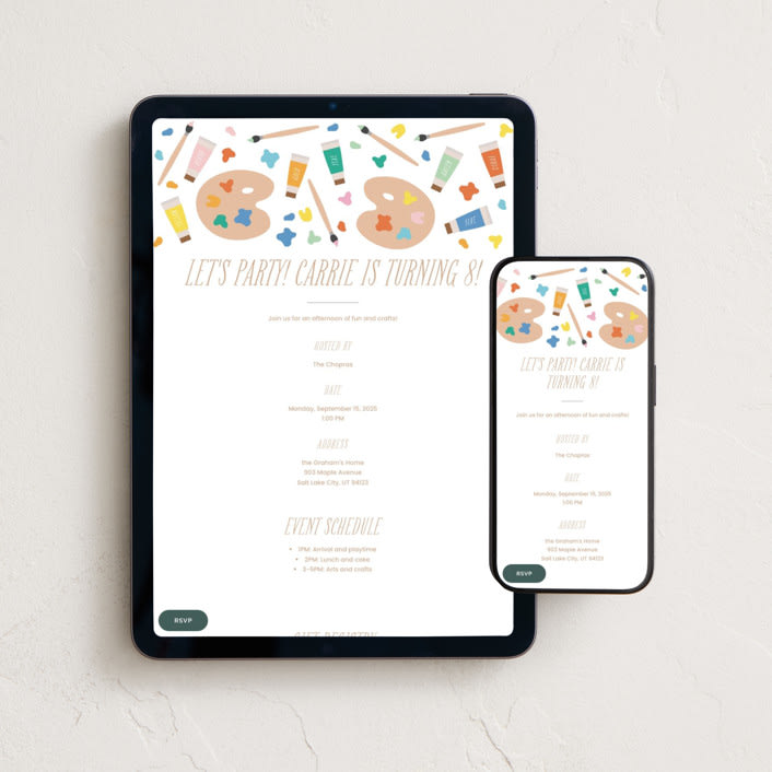 "let's pARTy!" - Online Kids Birthday Invitations in Frost by Ellen Schlegelmilch - Mobile + desktop layout