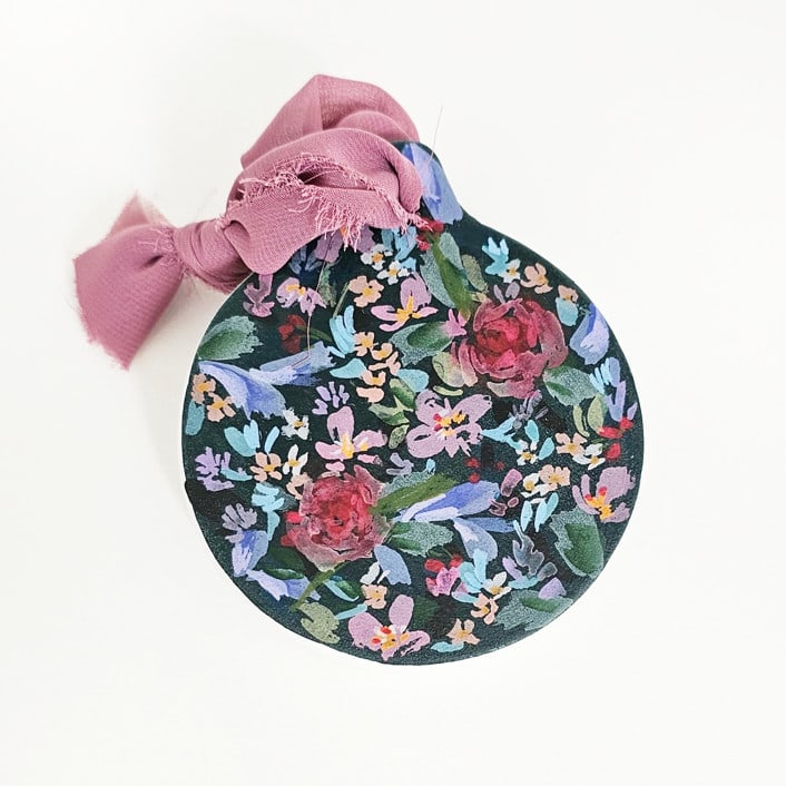 "Navy Floral Botanical Ornament" - Ornaments in blue by Kate Nelson