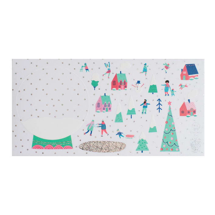 "Snow Day Build Your Own Snow Globe Sticker Set" - Party Favors in multicolor by Jollity and Co