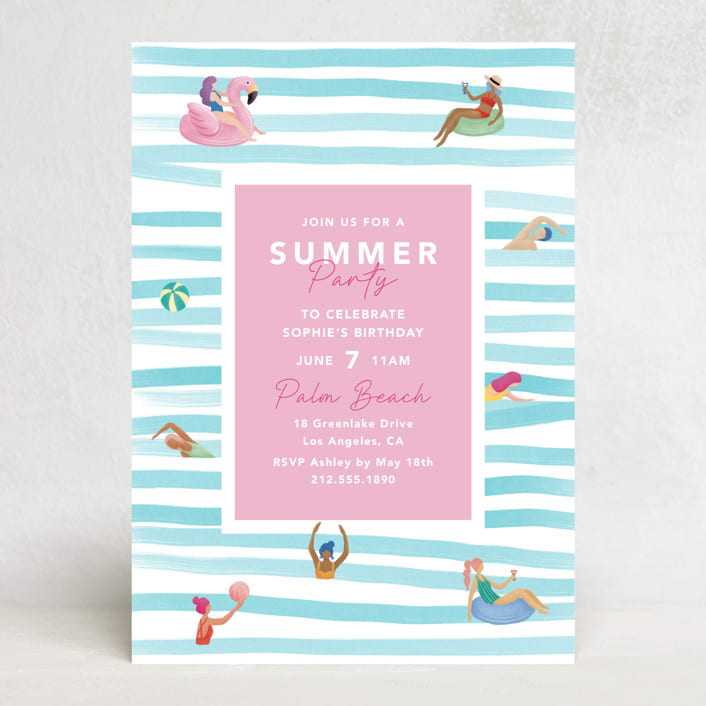 "Summer Party" - Party Invitations in Pool by Elly - Front