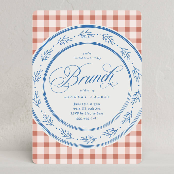 "Classic Brunch" - Party Invitations in Bluebell by Olivia Raufman - Front