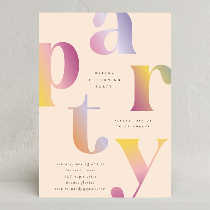 "Gradient Party" - Party Invitations in Fruitcake by Vera Lim - Front