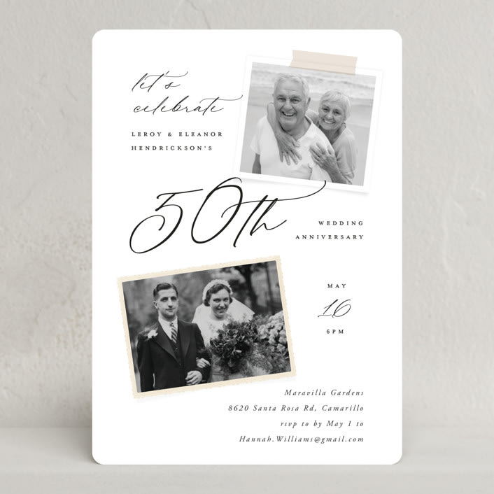 "Then and Now" - Party Invitations in Diamond by Kamala Nahas - Front