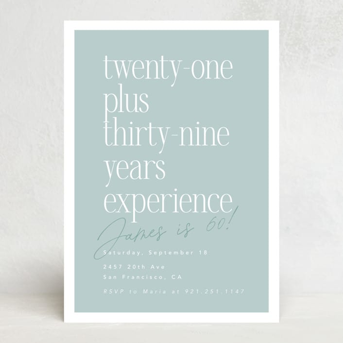 "Plus Experience" - Party Invitations in Eggshell by Hudson meet Rose - Front