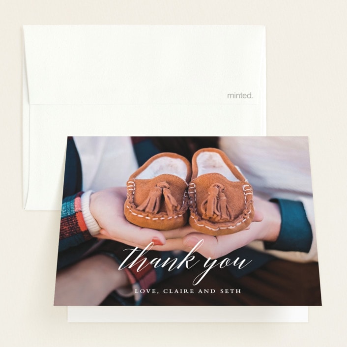 "More to celebrate" - Pregnancy Announcement Thank You Cards in Pearl by Lea Delaveris - Front
