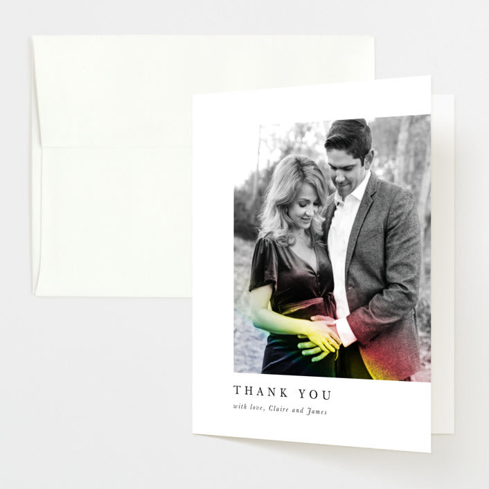 "Rainbow Light" - Pregnancy Announcement Thank You Cards in Rainbow by Maria Hilas-Louie - Front