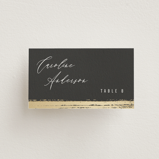 "Panache" - Place Cards in Onyx by Kristie Kern - Front with Free Guest Printing