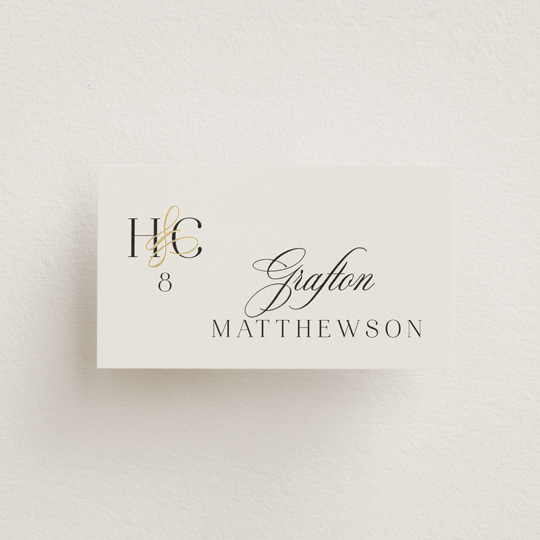 "HONOR" - Place Cards in Ivory by Melanie Kosuge - Front with Free Guest Printing