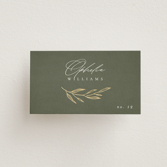 "Leaves" - Place Cards in Moss by Kelly Schmidt - Front with Free Guest Printing